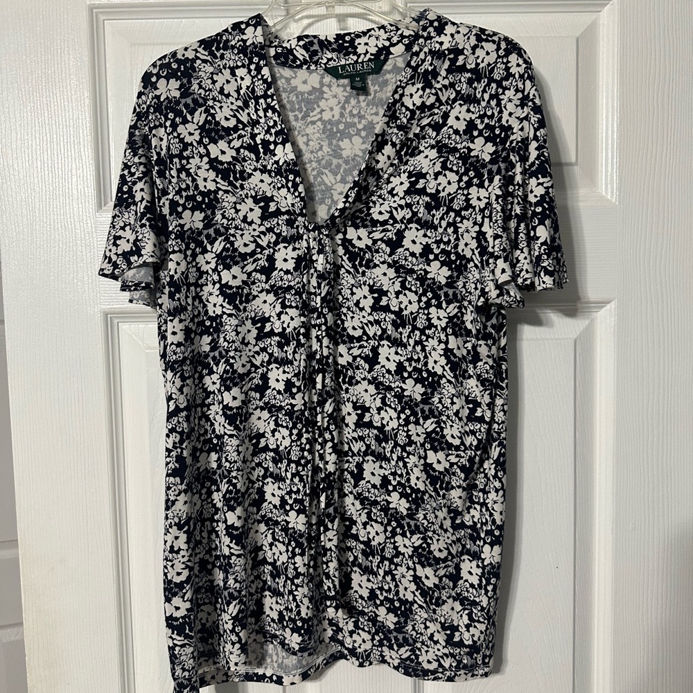Ralph Lauren Floral Tie Front Casual Blouse